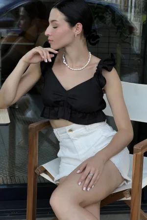Топ Linen top black