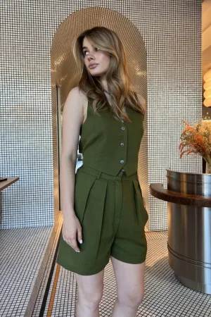 Шорти Linen shorts green