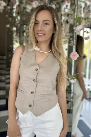 Жилетка льняна бежева